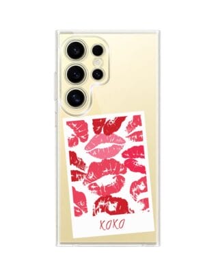 Etui do Samsung Galaxy S24 Ultra z MagSafe przeźroczyste, silikonowe Flexi, pocałunki, polaroid