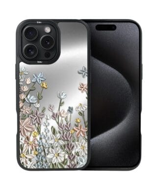 Etui do iPhone 15 Pro IBIZU DropGuard Matt z MagSafe, Relief Garden, Wiosenna łąka