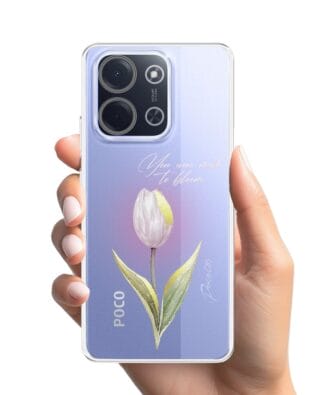 Etui do Xiaomi POCO C85 przeźroczyste, silikonowe Flexi, kwiaty, tulipan