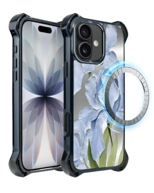 Etui do iPhone 17 IBIZU DropGuard Ultra z MagSafe, Relief Garden, Błękitny irys