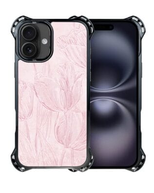 Etui do iPhone 16 IBIZU DropGuard Ultra z MagSafe, Relief Garden, Tulipanowy fresk