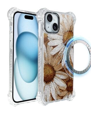 Etui do iPhone 15 Plus IBIZU DropGuard Ultra z MagSafe, Modern Classics, Mozaika rumianków