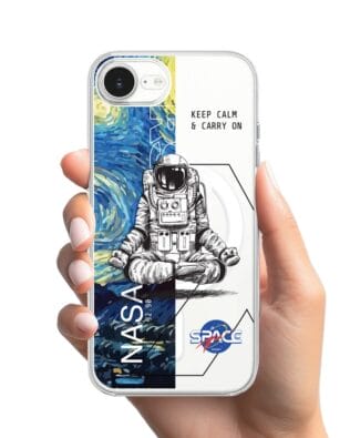 Etui do iPhone 17e z MagSafe przeźroczyste, silikonowe Flexi, Keep Calm in Cosmos