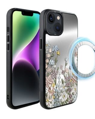 Etui do iPhone 14 Plus IBIZU DropGuard Matt z MagSafe, Relief Garden, Wiosenna łąka