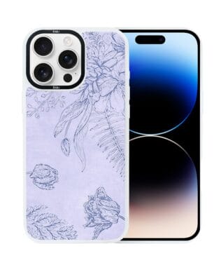 Etui do iPhone 14 Pro IBIZU DropGuard Matt z MagSafe, Relief Garden, Kwiatowa płaskorzeźba, białe