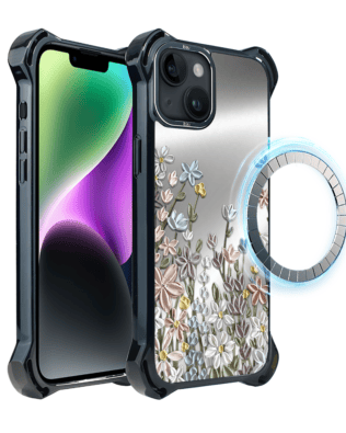 Etui do iPhone 14 Plus IBIZU DropGuard Ultra z MagSafe, Relief Garden, Wiosenna łąka