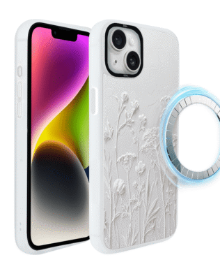 Etui do iPhone 14 Plus IBIZU DropGuard Matt z MagSafe, Relief Garden, Suszone kwiaty polne