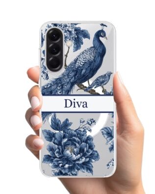 Etui do Samsung Galaxy A57 z MagSafe przeźroczyste, silikonowe Flexi, Mystic, Diva Peacock