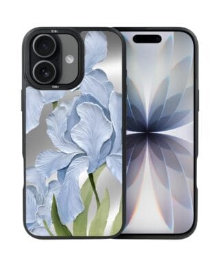 Etui do iPhone 17 IBIZU DropGuard Matt z MagSafe, Relief Garden, Błękitny irys