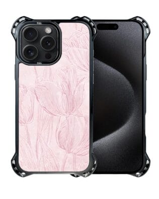 Etui do iPhone 15 Pro IBIZU DropGuard Ultra z MagSafe, Relief Garden, Tulipanowy fresk