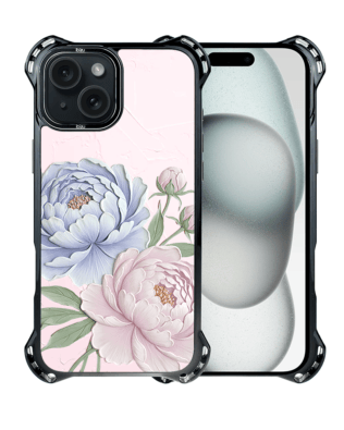 Etui do iPhone 15 IBIZU DropGuard Ultra z MagSafe, Relief Garden, Piwoniowy róż