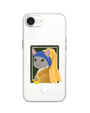 Etui do iPhone 17e z MagSafe przeźroczyste, silikonowe Flexi, kotek z kurczakiem