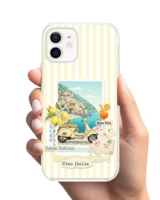 Etui do iPhone 12 Mini z MagSafe przeźroczyste, silikonowe Flexi, Italian Summer, Ciao Italia