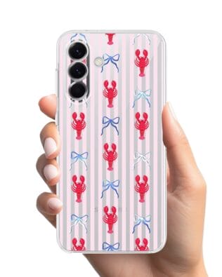 Etui do Samsung Galaxy A57 przeźroczyste, silikonowe Flexi, krab i kokardki