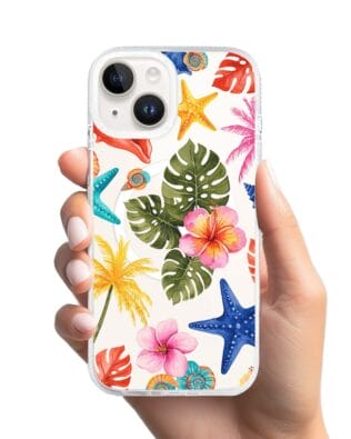 Etui do iPhone 13 z MagSafe przeźroczyste, silikonowe Flexi, Summer Patterns, tropikalny wzór
