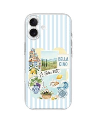 Etui do iPhone 16 przeźroczyste, silikonowe Flexi, Italian Summer, La Dolce Vita