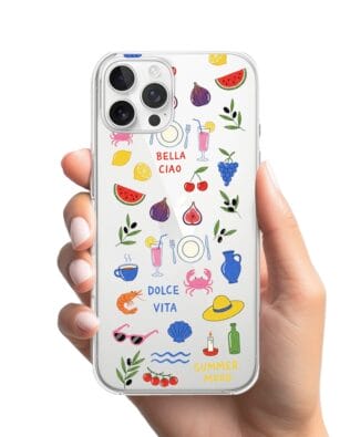 Etui do iPhone 12 Pro przeźroczyste, silikonowe Flexi, Italian Summer, kolorowe wakacje