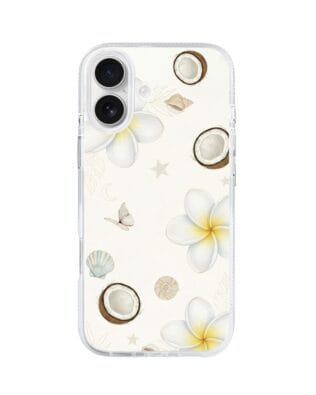 Etui do iPhone 17 z MagSafe przeźroczyste, silikonowe Flexi, Summer Patterns, hawajskie kokosy
