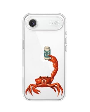 Etui do iPhone Air przeźroczyste, silikonowe Flexi, Paradise, krab z piwem