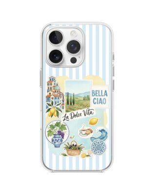Etui do iPhone 15 Pro z MagSafe przeźroczyste, silikonowe Flexi, Italian Summer, La Dolce Vita