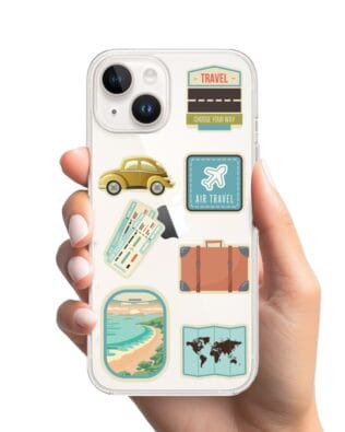 Etui do iPhone 14 Plus przeźroczyste, silikonowe Flexi, pocztowe znaczki