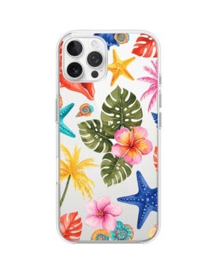 Etui do iPhone 12 Pro Max przeźroczyste, silikonowe Flexi, Summer Patterns, tropikalny wzór