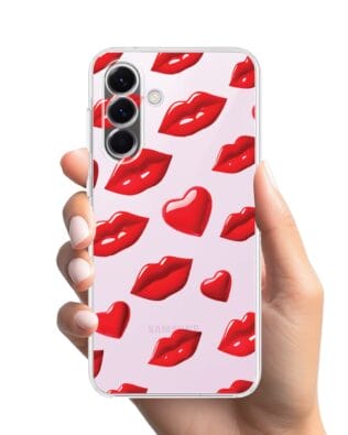 Etui do Samsung Galaxy A57 przeźroczyste, silikonowe Flexi, czerwone usta