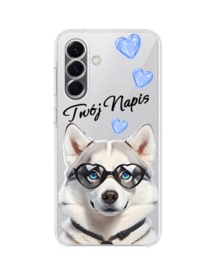 Etui do Samsung Galaxy A57 przeźroczyste, silikonowe Flexi, Puppy Love, pies rasy Husky