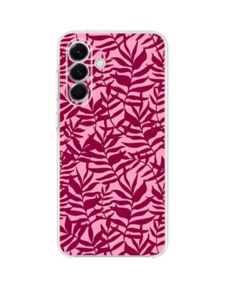Etui do Samsung Galaxy A57 przeźroczyste, silikonowe Flexi, bordowe liście