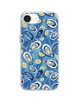 Etui do iPhone 16e z MagSafe przeźroczyste, silikonowe Flexi, Summer Patterns, ostrygi z cytrynką