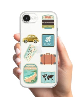 Etui do iPhone 17e przeźroczyste, silikonowe Flexi, pocztowe znaczki