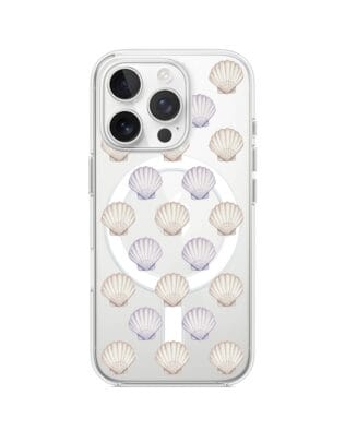 Etui do iPhone 16 Pro Max z MagSafe przeźroczyste, silikonowe Flexi, Summer Patterns, pastelowe muszelki