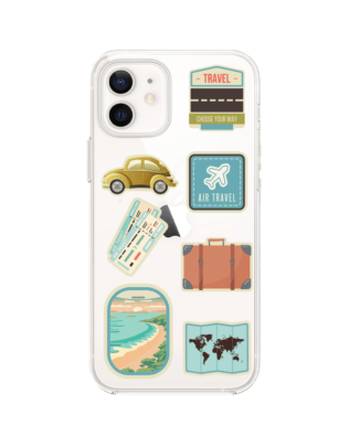 Etui do iPhone 12 przeźroczyste, silikonowe Flexi, pocztowe znaczki