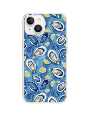 Etui do iPhone 14 przeźroczyste, silikonowe Flexi, Summer Patterns, ostrygi z cytrynką