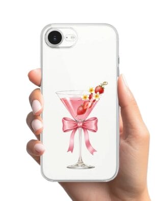 Etui do iPhone 17e przeźroczyste, silikonowe Flexi, Paradise, Strawberry Martini