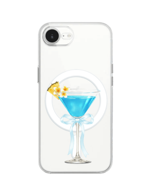 Etui do iPhone 16e z MagSafe przeźroczyste, silikonowe Flexi, Paradise, Blue Hawaii