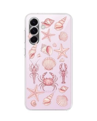 Etui do Samsung Galaxy A57 przeźroczyste, silikonowe Flexi, Summer Patterns, krewetkowy róż