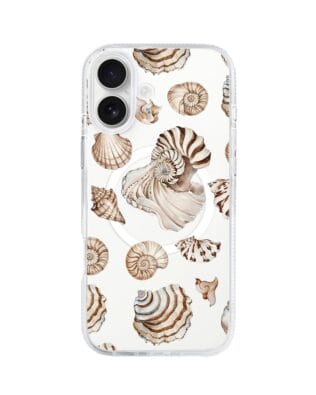 Etui do iPhone 16 z MagSafe przeźroczyste, silikonowe Flexi, Summer Patterns, ozdobne muszle