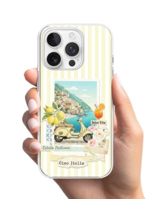 Etui do iPhone 15 Pro z MagSafe przeźroczyste, silikonowe Flexi, Italian Summer, Ciao Italia
