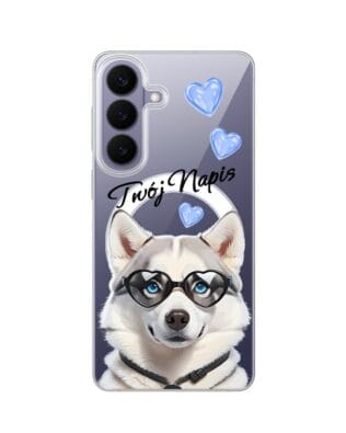 Etui do Samsung Galaxy S26 Plus z MagSafe przeźroczyste, silikonowe Flexi, Puppy Love, pies rasy Husky