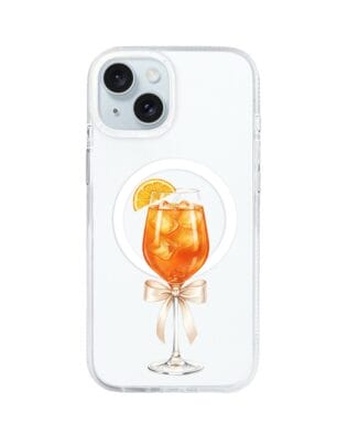 Etui do iPhone 15 z MagSafe przeźroczyste, silikonowe Flexi, Paradise, Aperol Spritz