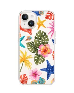 Etui do iPhone 14 przeźroczyste, silikonowe Flexi, Summer Patterns, tropikalny wzór