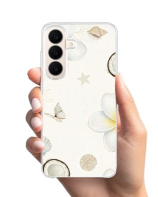 Etui do Samsung Galaxy S26 Plus z MagSafe przeźroczyste, silikonowe Flexi, Summer Patterns, hawajskie kokosy
