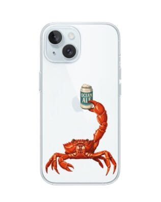 Etui do iPhone 15 Plus przeźroczyste, silikonowe Flexi, Paradise, krab z piwem