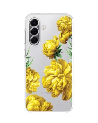 Etui do Samsung Galaxy A57 przeźroczyste, silikonowe Flexi, żółte piwonie