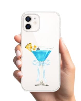 Etui do iPhone 12 przeźroczyste, silikonowe Flexi, Paradise, Blue Hawaii