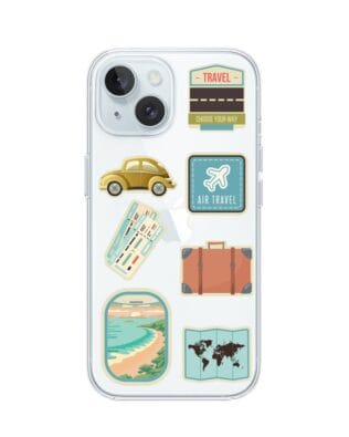 Etui do iPhone 15 Plus przeźroczyste, silikonowe Flexi, pocztowe znaczki