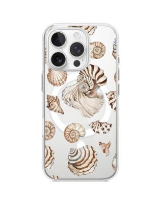 Etui do iPhone 16 Pro Max z MagSafe przeźroczyste, silikonowe Flexi, Summer Patterns, ozdobne muszle