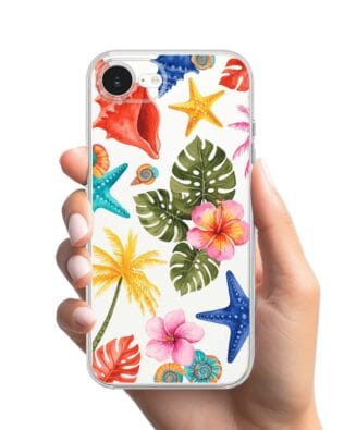 Etui do iPhone 17e przeźroczyste, silikonowe Flexi, Summer Patterns, tropikalny wzór