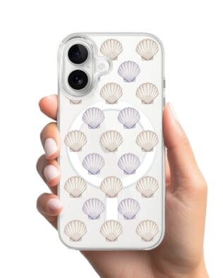 Etui do iPhone 16 Plus z MagSafe przeźroczyste, silikonowe Flexi, Summer Patterns, pastelowe muszelki